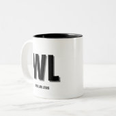 ミニマリスト黒灰色モノグラパーソナライズされたム ツートーンマグカップ (正面左)
