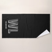ミニマリスト黒灰色モノグラパーソナライズされたム バスタオル (バスタオル)
