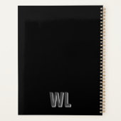 ミニマリスト黒灰色モノグラパーソナライズされたム プランナー手帳 (裏面)