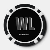 ミニマリスト黒灰色モノグラパーソナライズされたム ポーカーチップ (裏面)