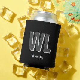 ミニマリスト黒灰色モノグラパーソナライズされたム 缶クーラー