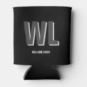 ミニマリスト黒灰色モノグラパーソナライズされたム 缶クーラー (正面)