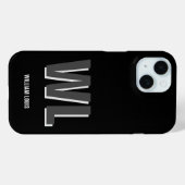 ミニマリスト黒灰色モノグラパーソナライズされたム Case-Mate iPhoneケース (裏面 (横))