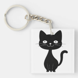 ミニマリスト黒猫の漫画　かわいい猫のイラスト キーホルダー