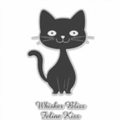 ミニマリスト黒猫の漫画　かわいい猫のイラスト シール (正面)