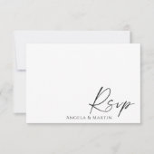 ミニマリスト黒白ウェディングレスポンスカード 出欠カード (正面)