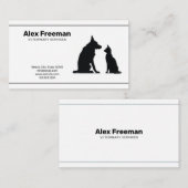 ミニマリスト黒白キャットドッグベテリアン 名刺 (正面/裏面)