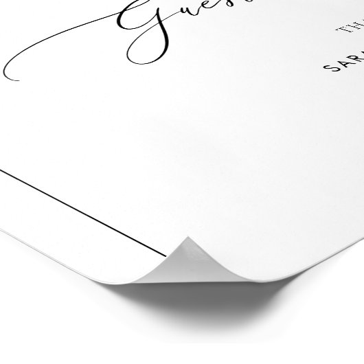 ミニマリスト黒白結婚のゲストブックサイン ポスター (角)