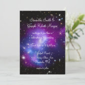 ミニマリスト黒紫色の天空結婚人 招待状 (スタンド正面)