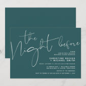 ミニマリスト黒結婚台本のリハーサルDinner I 招待状 (正面/裏面)