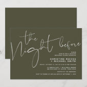 ミニマリスト黒結婚台本のリハーサルDinner I 招待状 (正面/裏面)