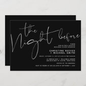 ミニマリスト黒結婚台本のリハーサルDinner I 招待状 (正面/裏面)