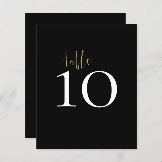 ミニマリスト黒結婚金ゴールドのテーブル番号 (正面/裏面)