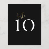 ミニマリスト黒結婚金ゴールドのテーブル番号 (裏面)