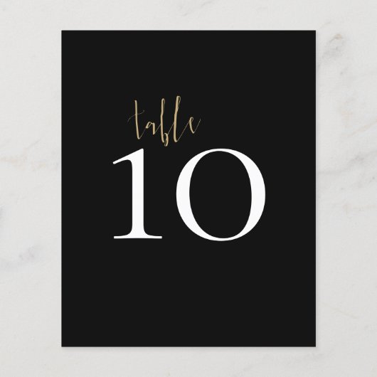ミニマリスト黒結婚金ゴールドのテーブル番号 (裏面)