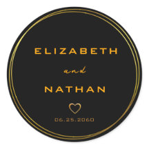 ミニマリスト黒結婚金ゴールド封筒用シール