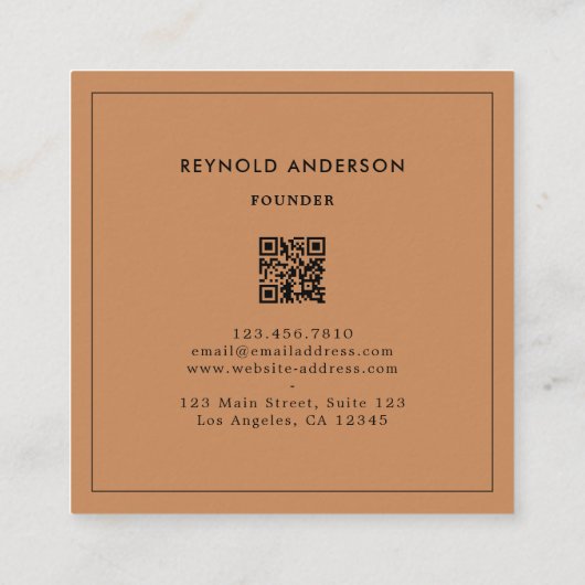 ミニマリスト黒褐色ストライプのベーカリー スクエア名刺 (裏面)