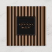 ミニマリスト黒褐色ストライプのベーカリー スクエア名刺 (正面)