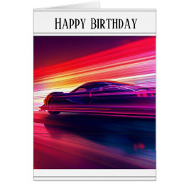 ミニマリスト黒車グリーティングカード