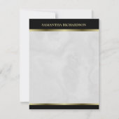 ミニマリスト黒金ゴールドとグレー大理石名 ノートカード (正面)