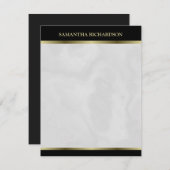 ミニマリスト黒金ゴールドとグレー大理石名 ノートカード (正面/裏面)
