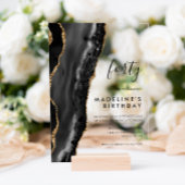 ミニマリスト黒金ゴールドゲートGeode 40th誕生日 アクリル招待状