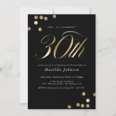 ミニマリスト黒金ゴールドサプライズ30th誕生日パーティー 招待状 (正面)