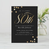 ミニマリスト黒金ゴールドサプライズ80th誕生日パーティー 招待状 (スタンド正面)