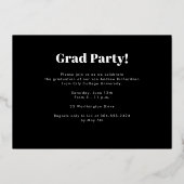 ミニマリスト黒金ゴールド写真卒業パーティー 箔招待状 (裏面)