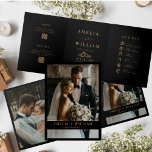 ミニマリスト黒金ゴールド写真QRコードRSVP 結婚's 三つ折り招待状<br><div class="desc">ブラック金ゴールドゲートフォールド結婚式招待状QRコードRSVPと詳細、写真オールインワン招待状、私たちの協奏曲結婚式招待状は素晴らしいオールインワン招待オプションである。</div>