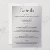 ミニマリスト黒銀結婚白 招待状 (裏面)