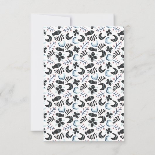 ミニマリスト黒魚の赤ちゃんシャワー サンキューカード (裏面)