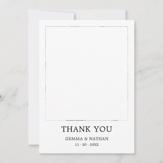 ミニマリスト黒2写真結婚のサンキューカード サンキューカード (正面)