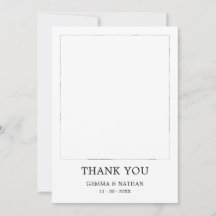 ミニマリスト黒2写真結婚のサンキューカード