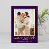 ミニマリスト1枚フォトスクリプトメリークリスマス 箔シーズンカード (立ち正面)