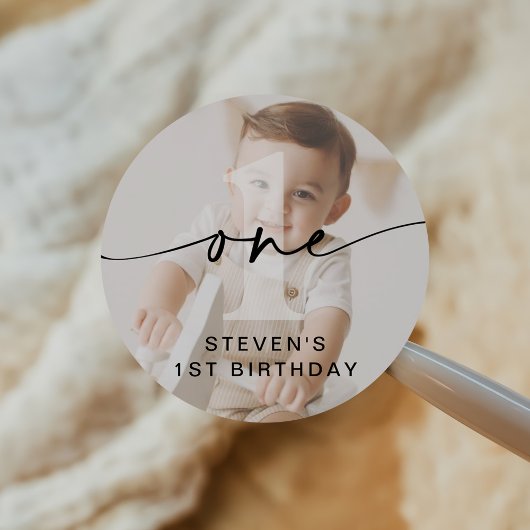 ミニマリスト1枚フォトファースト誕生日 ラウンドシール