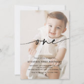 ミニマリスト1枚フォトファースト誕生日 招待状 (正面)