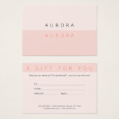 ミニマリスト2トーンピンクギフト券 (正面&裏面)