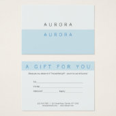 ミニマリスト2トーンブルーのギフト券 (正面&裏面)