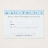 ミニマリスト2トーンブルーのギフト券 (裏面)