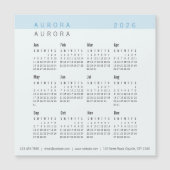 ミニマリスト2トーンブルー磁気カレンダー (正面)