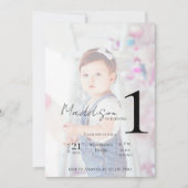 ミニマリスト2フォトキッズファースト誕生日パーティー 招待状 (正面)