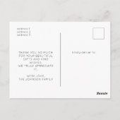 ミニマリスト2フォトツインベイビーシャワーのお礼 ポストカード (裏面)