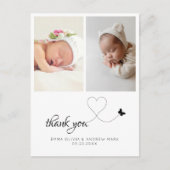 ミニマリスト2フォトツインベイビーシャワーのお礼 ポストカード (正面)