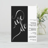 ミニマリスト2ペインブラックエレガントを実行結婚する 招待状 (スタンド正面)