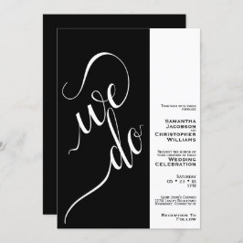 ミニマリスト2ペインブラックエレガントを実行結婚する 招待状