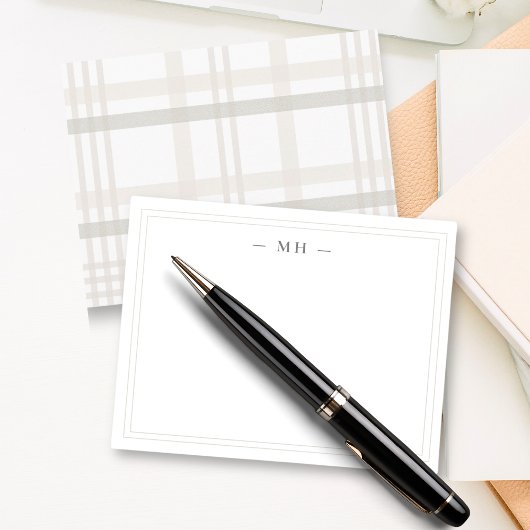 ミニマリスト2モノグラ縁どムイニシャルプレイド ノートカード