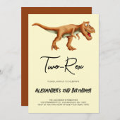 ミニマリスト2レックス恐竜の誕生日パーティー 招待状 (正面/裏面)
