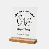 ミニマリスト2人が新郎新婦結婚の1人 アクリルサイン (傾斜)