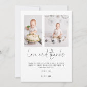 ミニマリスト2写真1st誕生日の愛と感謝してい カード (正面)